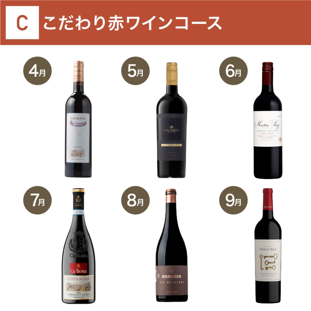 こだわり赤ワインコース_夏季のみクール便【蔵直(R)ワイン定期便・毎月払い】【2026年4月よりお届けスタート】