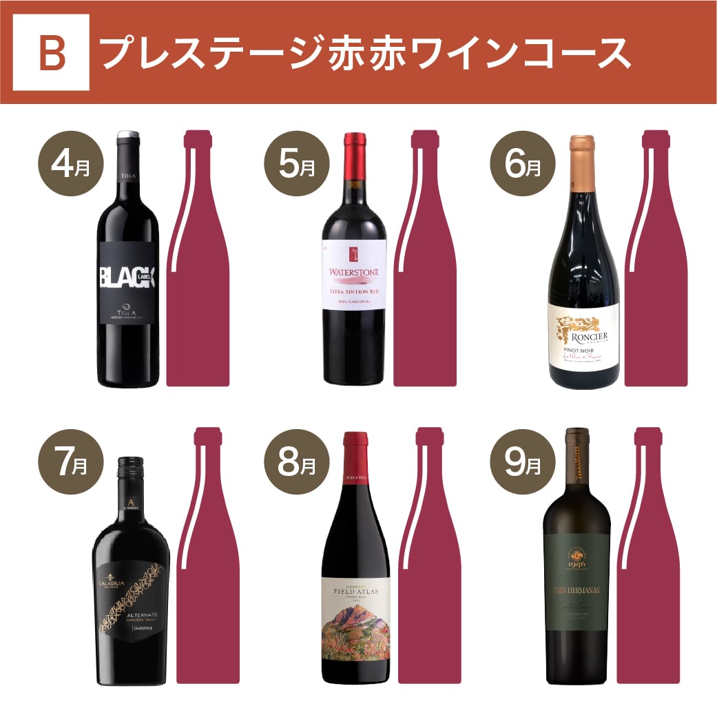 プレステージ赤赤ワインコース_夏季のみクール便【蔵直(R)ワイン定期便・毎月払い】【毎月15日以降の最短土曜日にお届け】