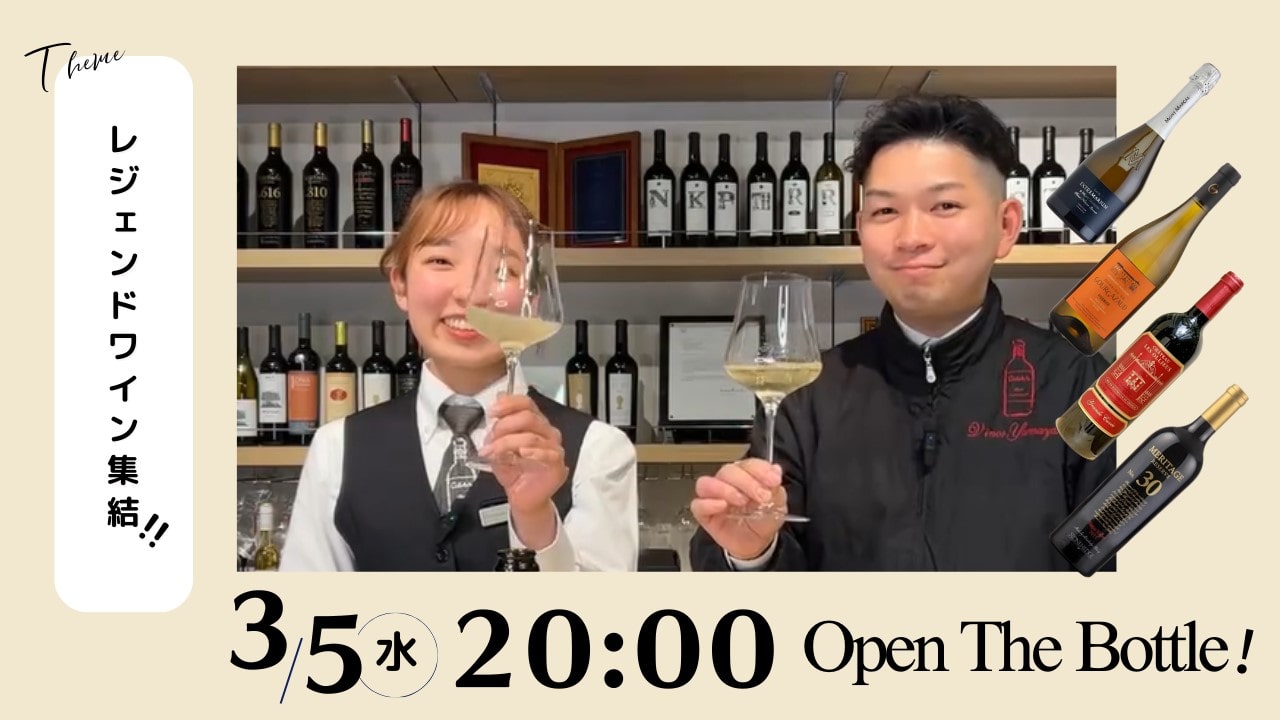 ヴィノスLIVEにてワイングラスを掲げる2人