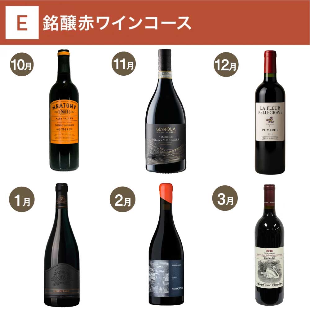 銘醸赤ワインコース_年間クール便【蔵直(R)ワイン定期便・毎月払い】【毎月15日以降の最短土曜日にお届け】