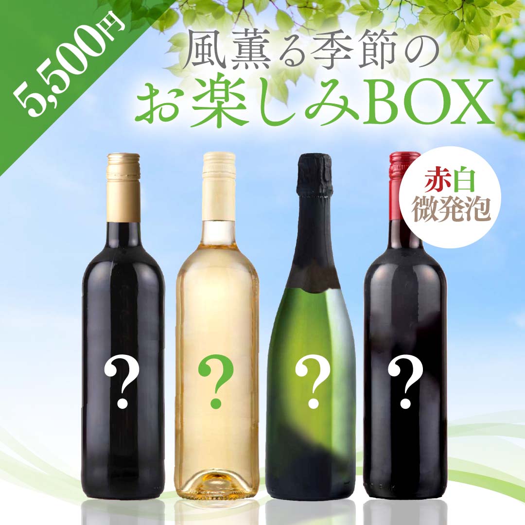 WEB限定】 2026年風薫る季節のお楽しみBOX 5,500円 赤1本/白1本/泡1本