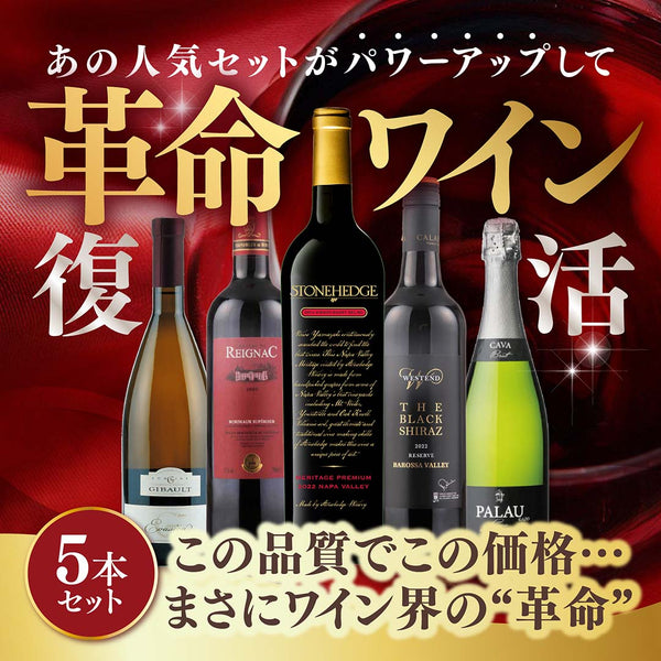あの人気セットがパワーアップして　革命ワイン復活　5本セット　この品質でこの価格・・・まさにワイン界の”革命”